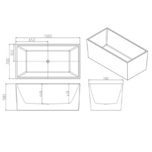 Albany Gloss White Rectangular Acrylic Freestanding Bath & Wall Mixer Set